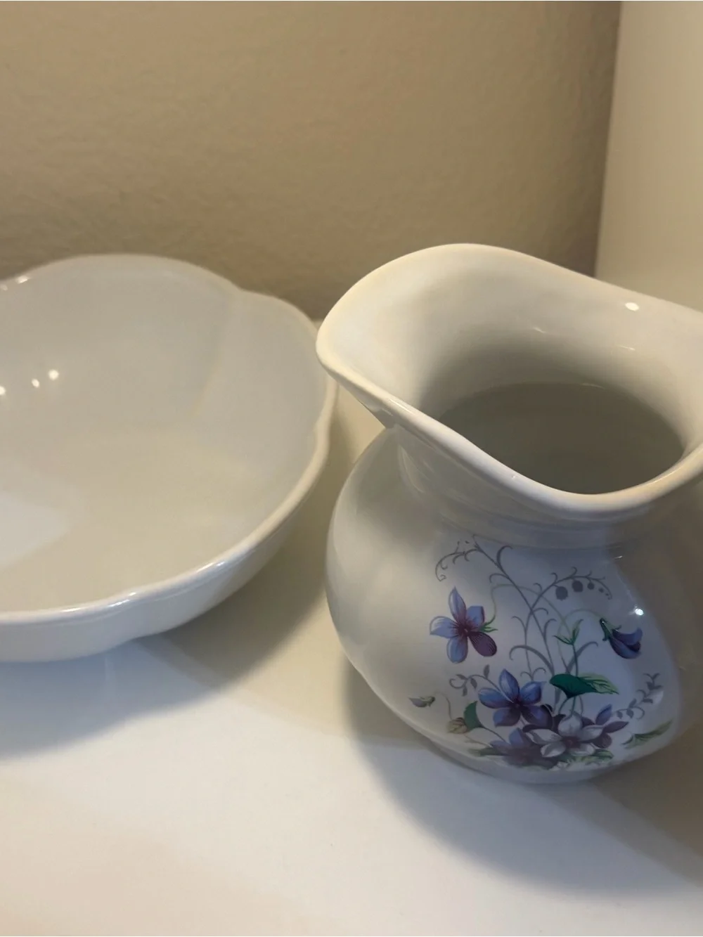 Vintage McCoy Floral Pitcher | Purple Blooms Cottagecore Decor